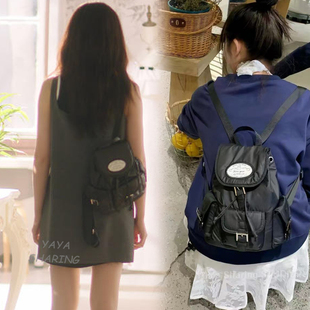 双轨姜暮虞书欣同款包包复古学院风黑色双肩包小众高级感百搭背包