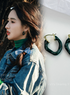 突然的喜欢林欢儿王玉雯同款耳环个性复古几何高级感简约耳饰耳扣