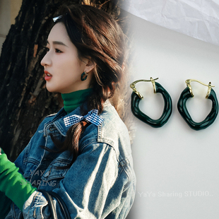 突然的喜欢林欢儿王玉雯同款耳环个性复古几何高级感简约耳饰耳扣