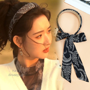 突然的喜欢林欢儿王玉雯同款发箍复古时尚腰果花碎花飘带头箍发饰