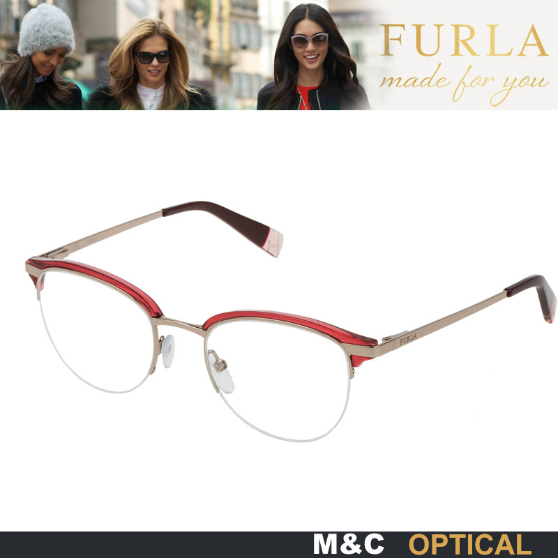Furla芙拉VFU185 个性时尚拼色光学眼镜架纯钛半框女款近视眼镜框