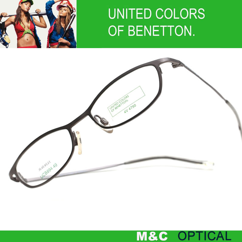 BENETTON贝纳通UCB894纯钛超轻灰色全框休闲斯文近视眼镜架女款