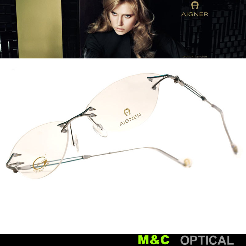 AIGNER艾格纳简约舒适近视眼镜框EA-101合金无框光学眼镜架
