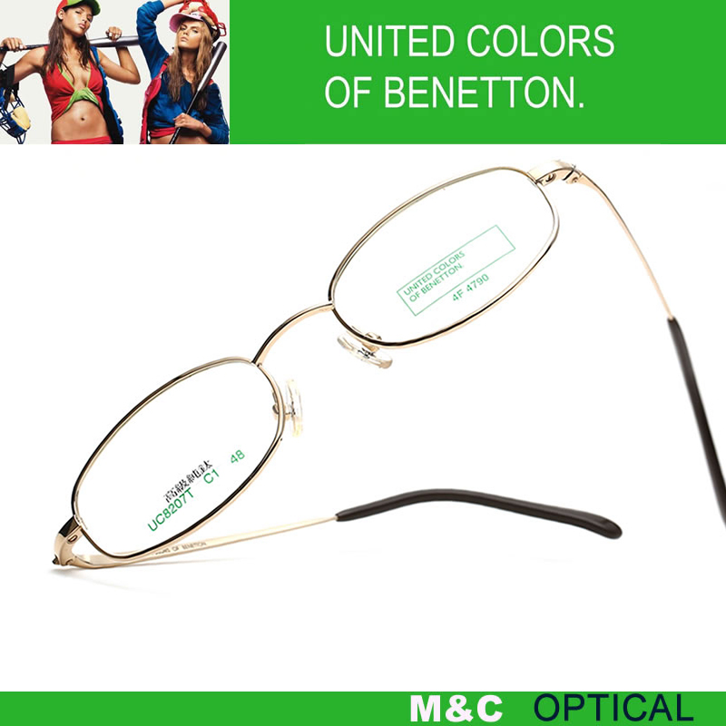 BENETTON贝纳通UC8207T金色小框男女通用全框纯钛超轻近视眼镜架