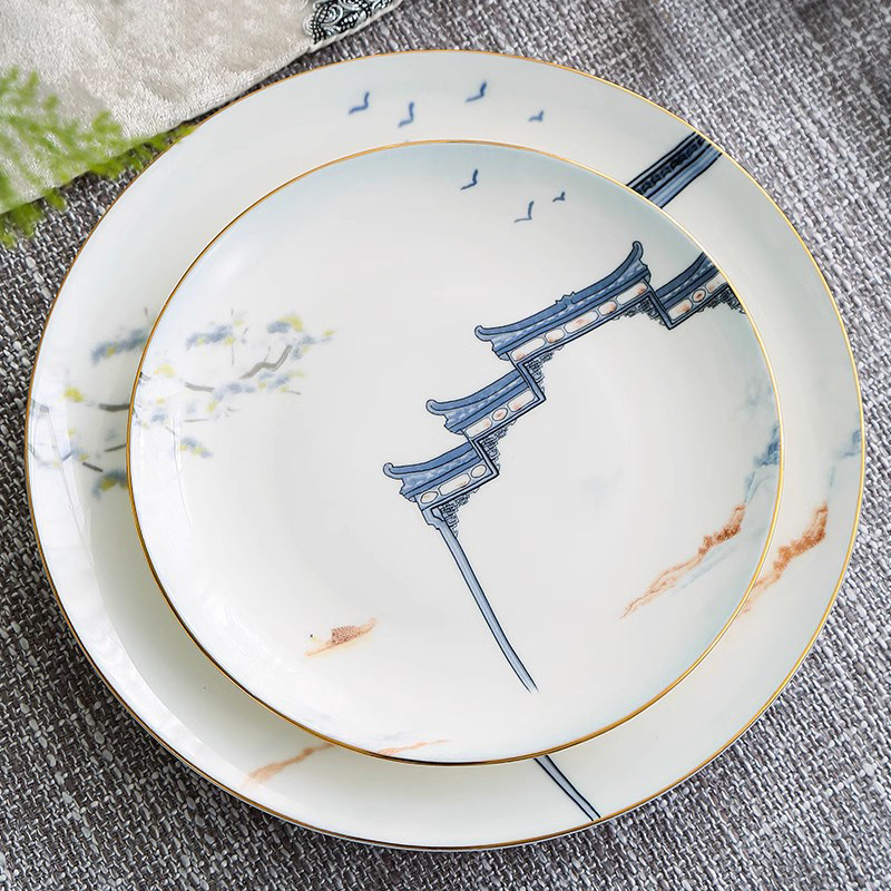 新中式陶瓷碗碟餐具套装高档简约家用单个碗盘组合汤碗餐具,餐饮具,盘,淘宝优惠券,粉丝福利购,淘宝优惠卷