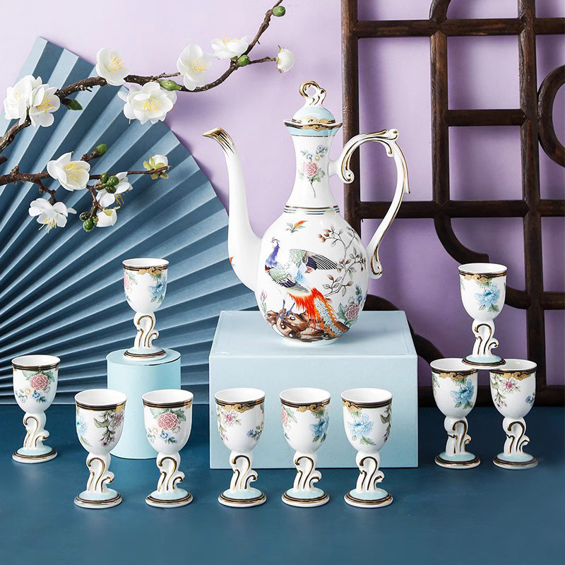 高颜值酒具套装轻奢白酒家用中式高档陶瓷酒壶烈酒杯小酒盅送礼