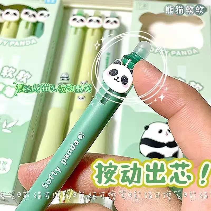 乐炫熊猫按动热可擦纽扣笔软握