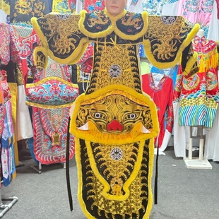 京剧戏曲武生武将花脸将军男大靠服装 戏装 大缎全金虎头男靠
