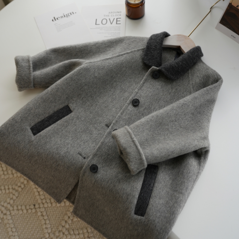 100%澳毛高品双面手工大衣很软糯