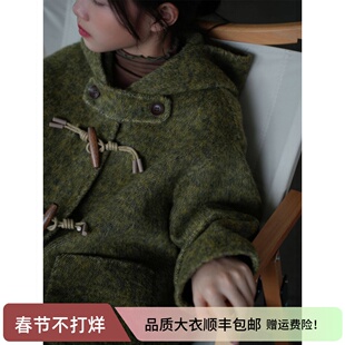 洋气新品2025秋冬加厚儿童双面羊绒大衣男童女童牛角扣毛呢外套潮