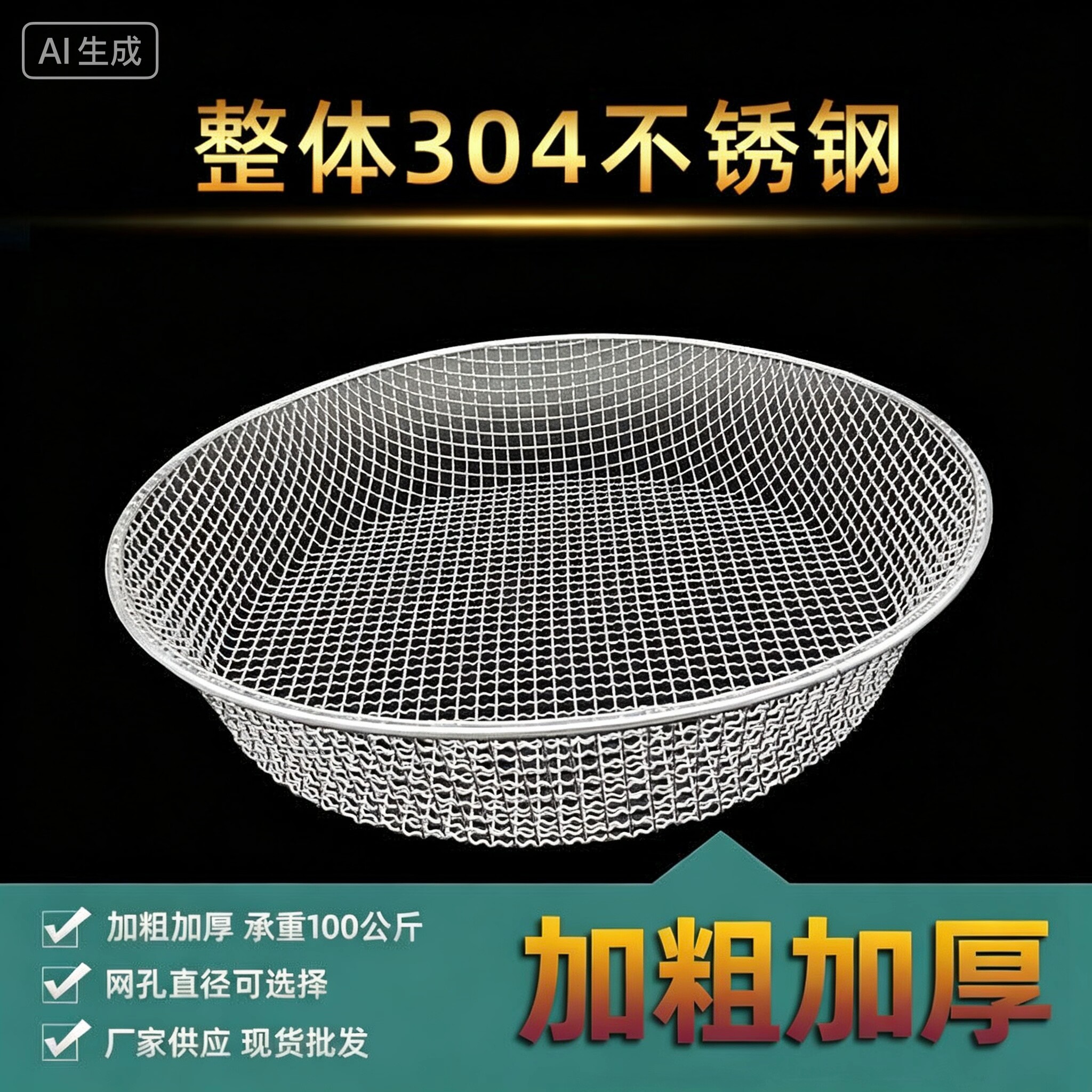 304不锈钢粗丝筛子网孔可选图片