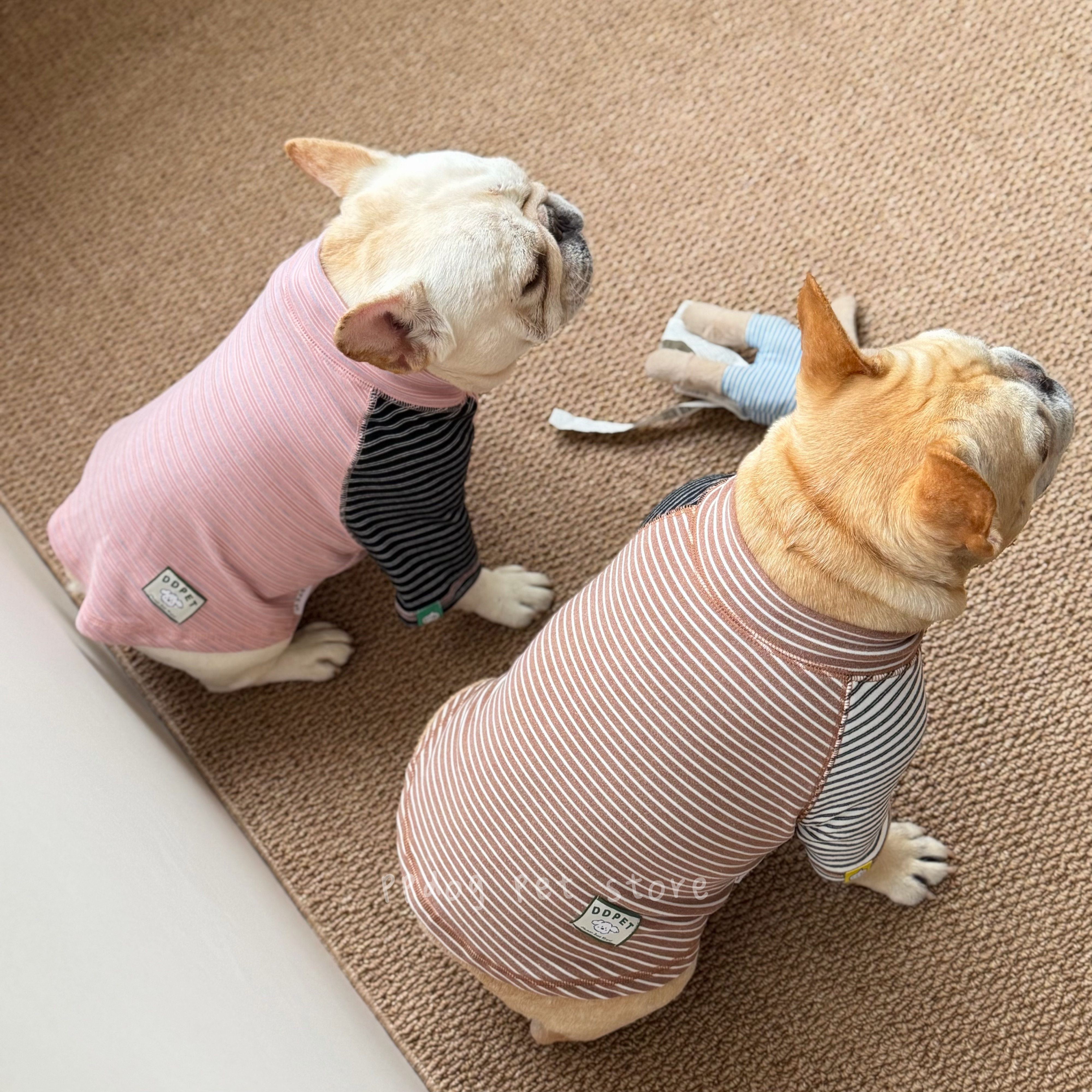 新款狗狗衣服条纹打底衫宠物秋冬法斗雪纳瑞比熊小型犬德绒自发热