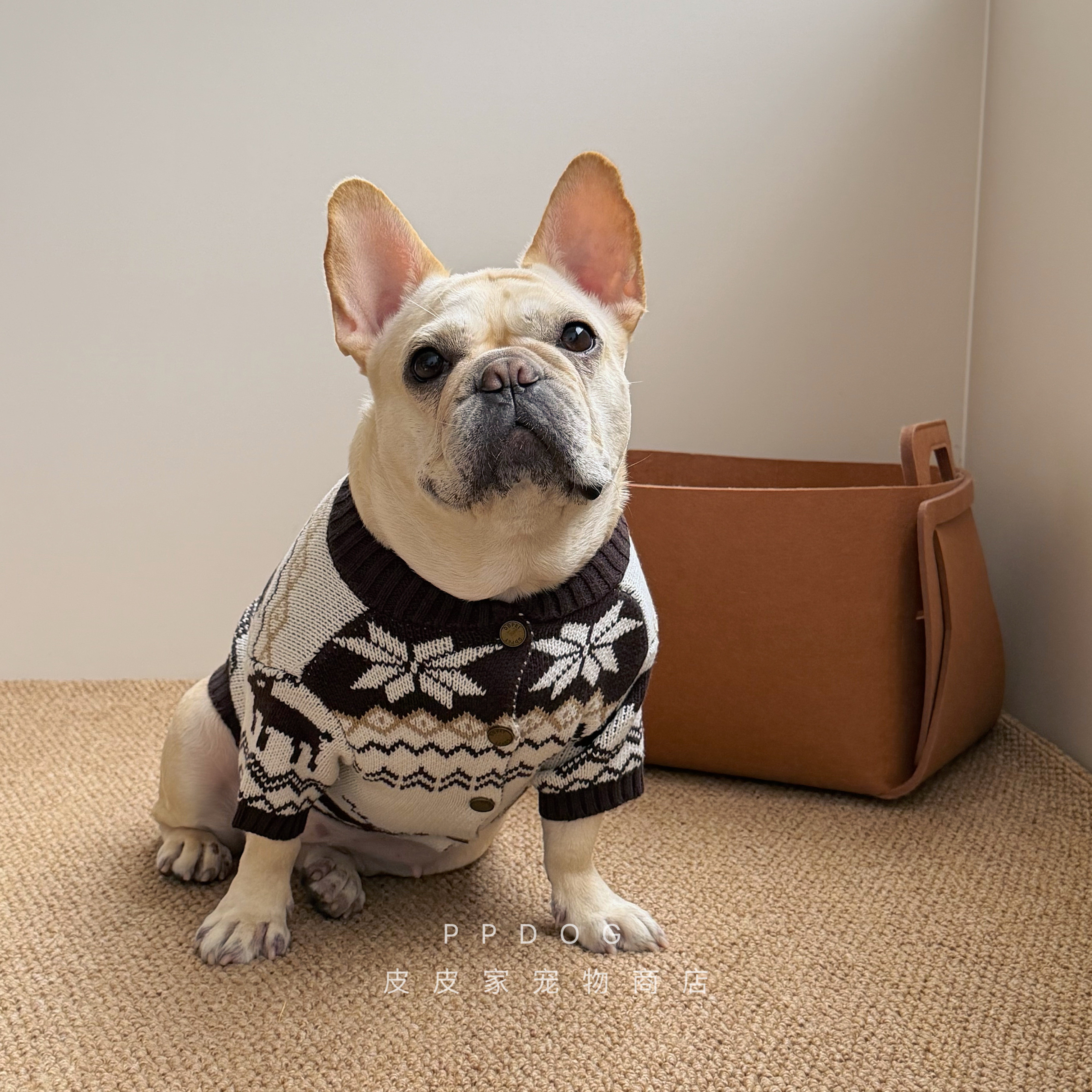 新款秋冬狗狗衣服圣诞雪花麋鹿复古毛衣开衫比熊法斗雪纳瑞西高地
