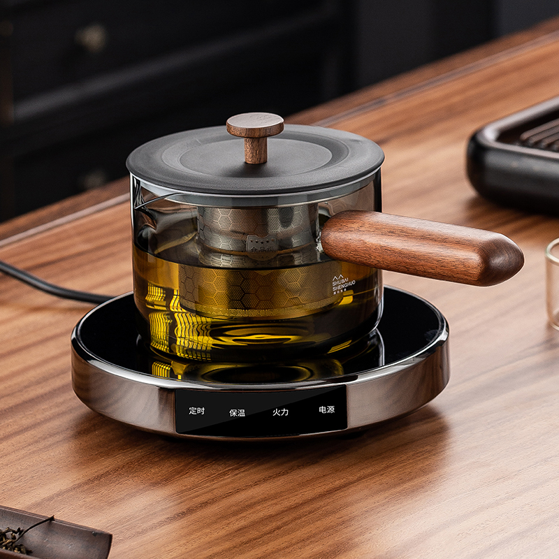 新款电陶炉玻璃木柄煮茶炉茶具