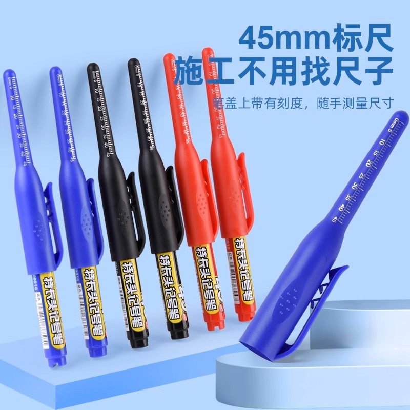 긴 머리 마커 펜 45MM 마커 펜은 잉크 건설 현장 목공 유리 선 그리기 펜 유성 펜 방수 및 비 페이딩으로 리필 가능