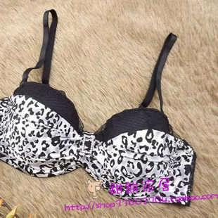 亏清18任2件包邮欧美蕾丝豹纹可拆肩带上薄下厚文胸女内衣75A80B