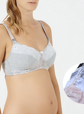 任2件包邮 外贸无钢圈开扣大胸孕妇内衣超薄罩杯胖mm纯棉哺乳文胸