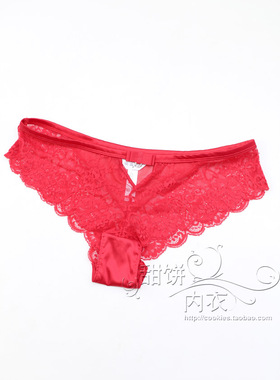 亏清任4条包邮04欧美蕾丝透明性感低腰女内裤胖mm三角裤红色底裤