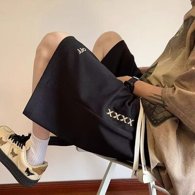 夏季新款美式短裤男潮牌薄款设计感小众宽松大码运动休闲五分裤子