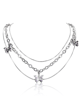 DH7新款小众个性叠戴蝴蝶项链