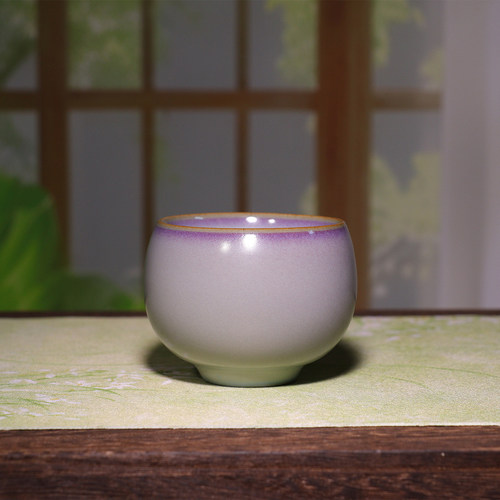 【福利】钧瓷原矿手工茶杯 窑变香芋紫中式复古风陶瓷茶器礼盒装