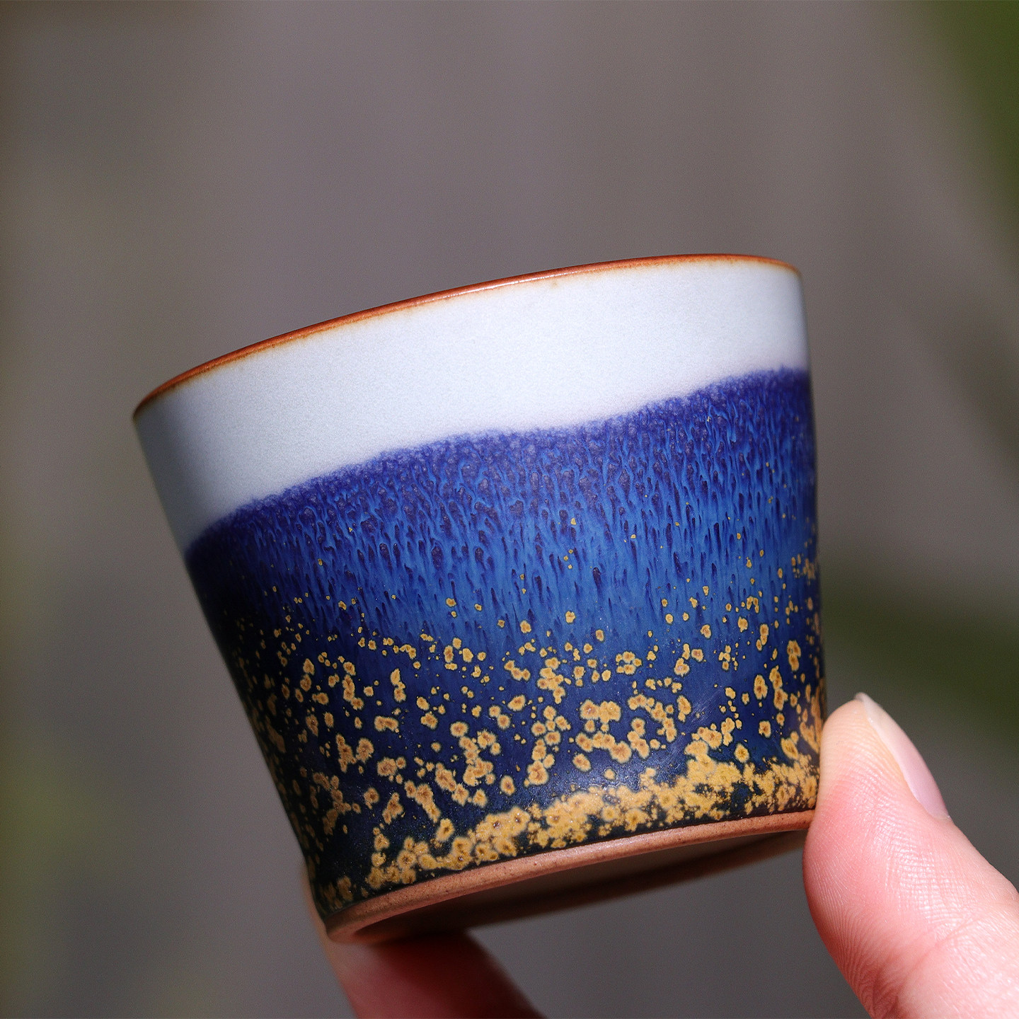 蓝色珊瑚海~ 任晓飞炭烧杯神垕钧瓷手工原矿茶杯茶具中式风礼盒装