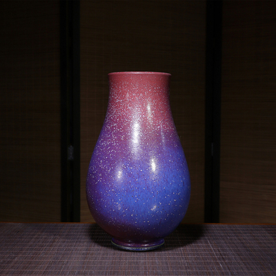 梁青杨鸡窝窑炭烧玉兰瓶 钧瓷居家花器装饰摆件中式【一物一图】