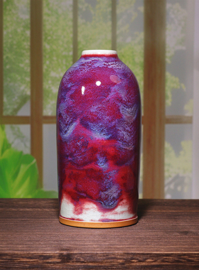 钧瓷手工花瓶 居家花器装饰摆件中式简约风窑变陶瓷【一物一图】