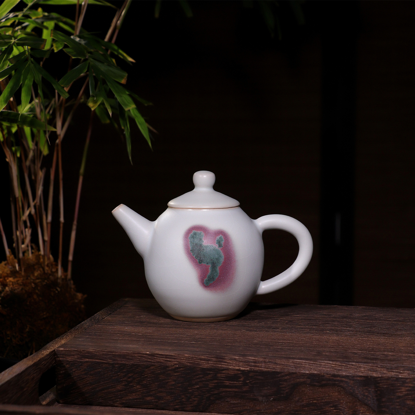 钧瓷炭烧茶壶 神泥轩邵亚宾手工茶器文旦壶原矿陶瓷山水釉田园风