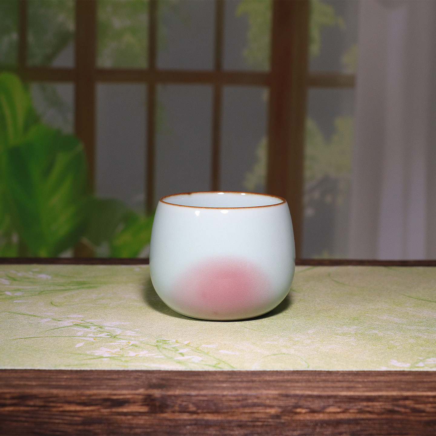 钧瓷手工鸡蛋杯 桃花面原矿品茗杯宋式极简风高温陶瓷茶器礼盒装