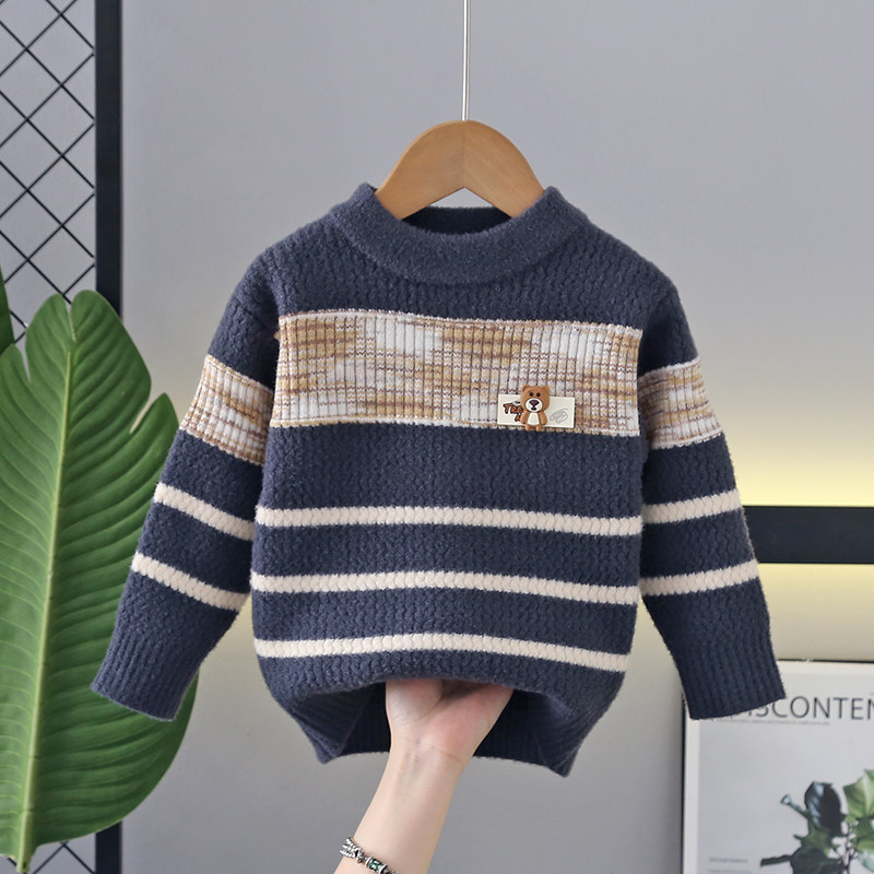 男宝宝童装毛衣宝宝婴儿秋冬装韩版男童加绒保暖洋气超厚柔软细腻