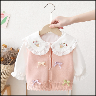 女童毛衣马甲秋冬女宝宝针织婴儿童小背心薄款坎肩毛线衣外穿开衫