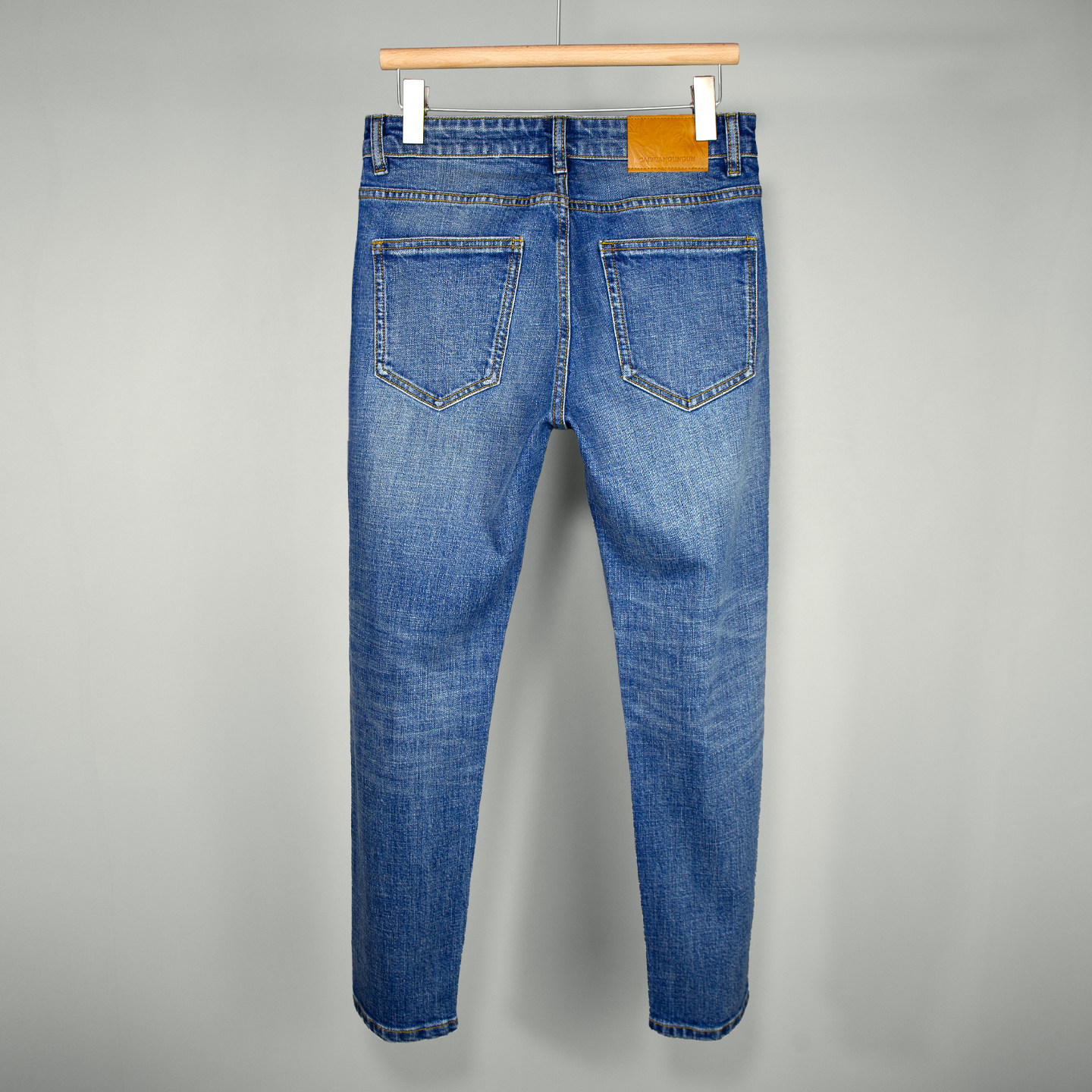 新款九分牛仔裤男士蓝色高品质潮流百搭时尚弹力修身小脚九分裤