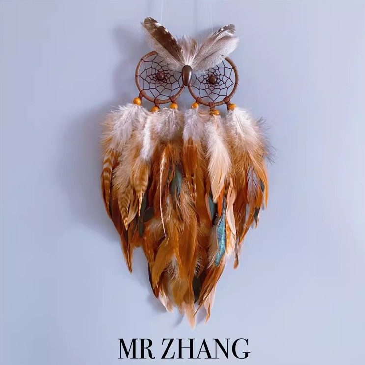MR ZHANG原创男生捕梦网猫头鹰房间挂饰羽毛文艺礼物复古ins风,家居饰品,吊饰/挂饰,淘宝优惠券,粉丝福利购,淘宝优惠卷