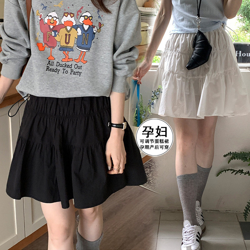 孕妇法式白色半身裙女春夏季2026新款时尚a字蛋糕裙小个子短裙子