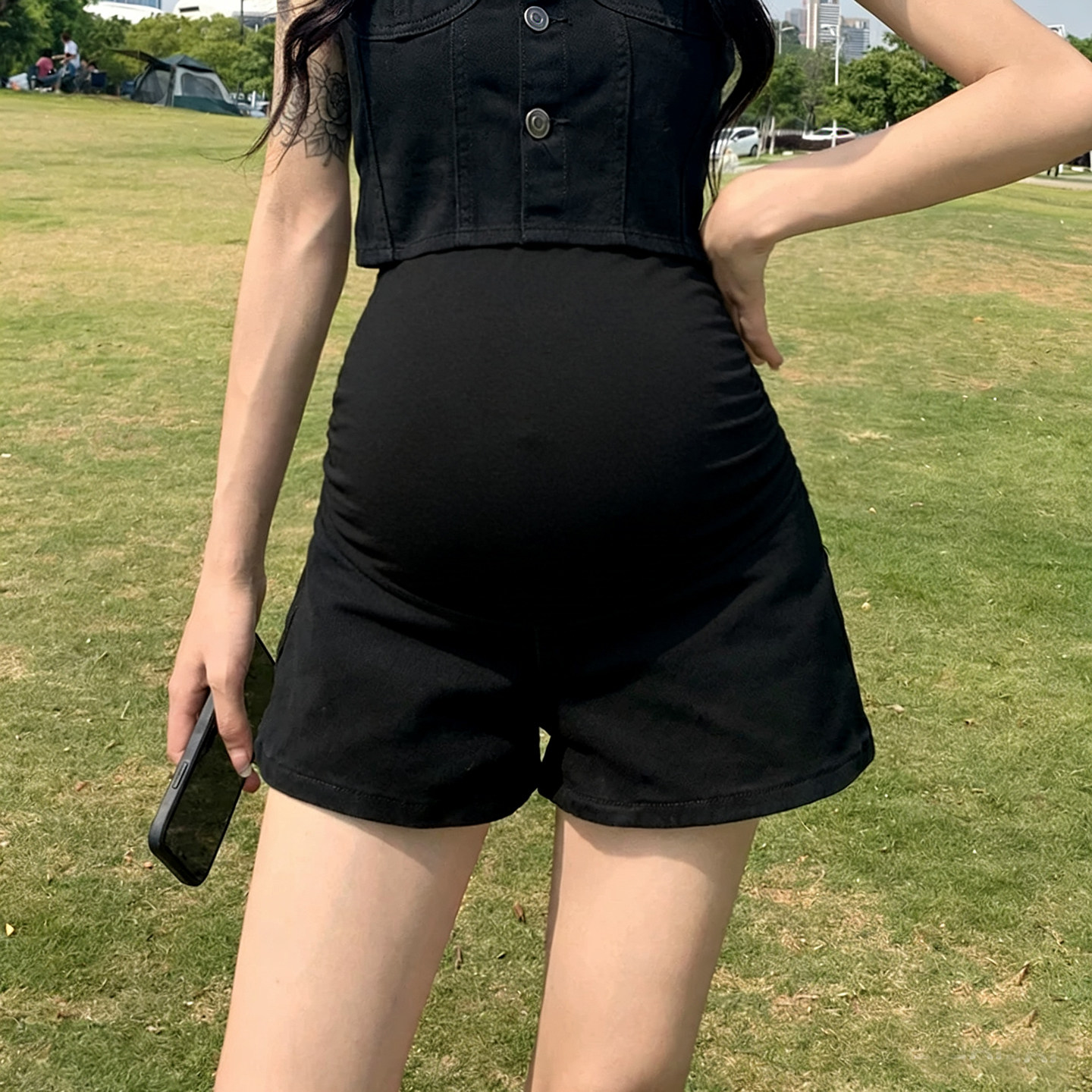 孕妇短裤夏季外穿小个子阔腿牛仔短裤薄款夏天孕早期打底裤女夏款