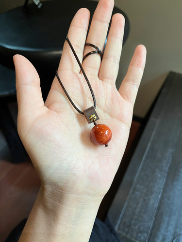 「安」18K金高品质火焰纹南红大单珠项链（16mm）
