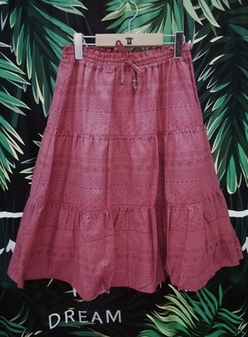 唯品尾货SM2全棉中长款蓬蓬裙小碎花A字日系森女风洛丽塔民族半身