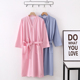 纯色九分袖 薄款 浴袍家居服酒店美容院睡袍 棉质华夫格夏季 男女款