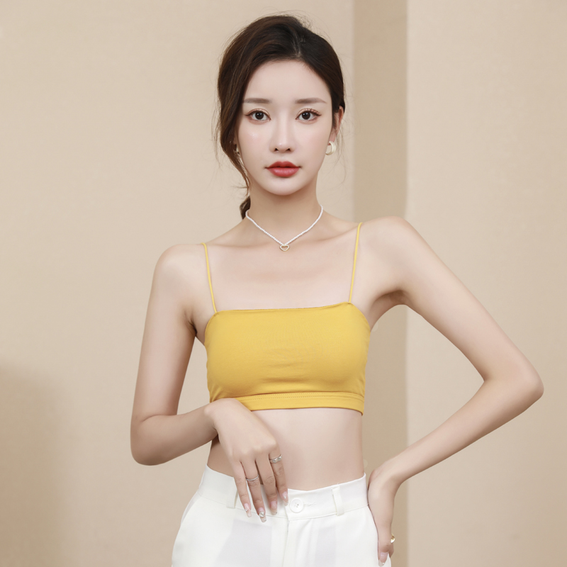 莫代尔棉女文胸一体露背吊带抹胸