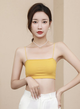 莫代尔棉女文胸一体露背吊带抹胸