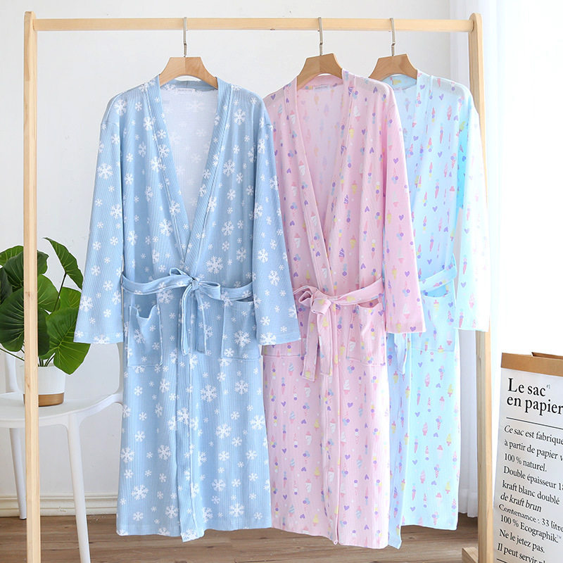 女士纯棉秋季新品薄款棉质甜美柔软长袖长款华夫格浴袍睡袍家居服,女士内衣/男士内衣/家居服,睡袍/浴袍,淘宝优惠券,粉丝福利购,淘宝优惠卷