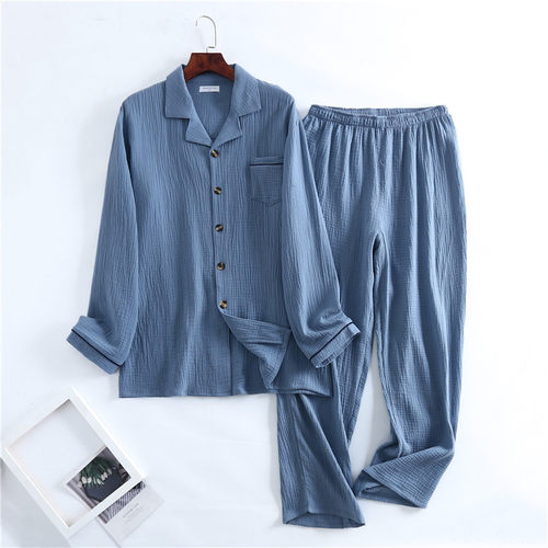 春季日系纯棉男士纯色纱布西服