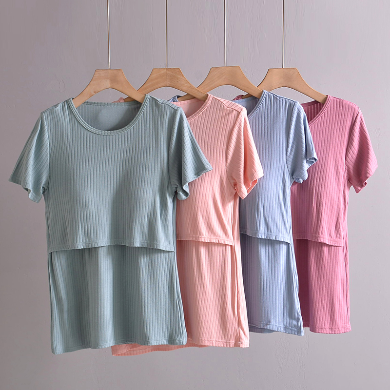 2022新坑条上掀孕产妇哺乳短袖月子服喂奶服打底衫家居服外出上衣,孕妇装/孕产妇用品/营养,家居服上装,淘宝优惠券,粉丝福利购,淘宝优惠卷