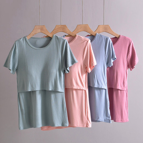 新坑上掀孕产妇短袖喂奶服打底衫