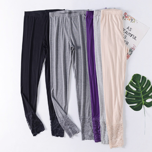 美体线裤 蕾丝边修身 保暖裤 秋裤 女 莫代尔薄款 大码 高腰内穿打底裤