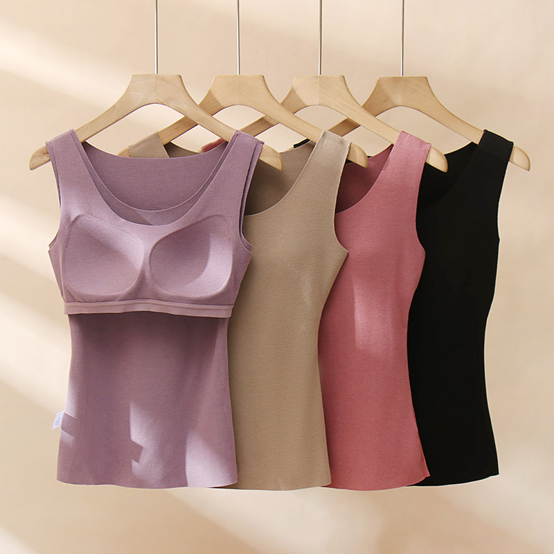 保暖背心女加绒无痕带胸垫一体式秋冬季内搭修身打底衫发热上衣,女士内衣/男士内衣/家居服,保暖背心,淘宝优惠券,粉丝福利购,淘宝优惠卷