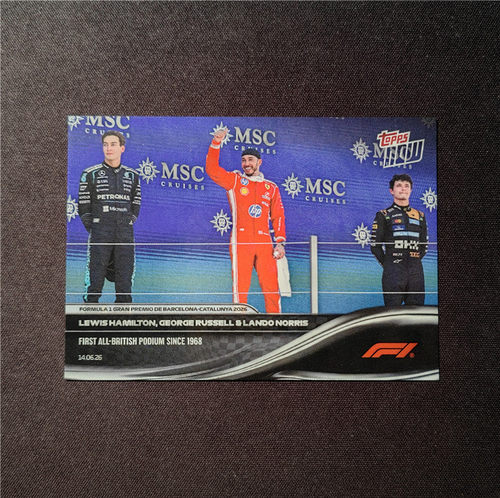 F1赛车手卡汉密尔顿拉塞尔诺里斯 ToppsNow 纪念三位英国车手登台