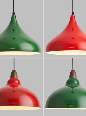 餐厅工业风复古灯罩loft绿色奶茶店饭店火锅店铺商用红色灯具吊灯