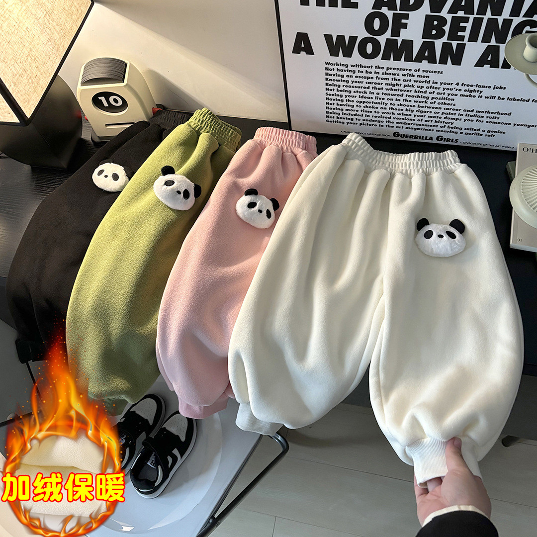 儿童中小童加绒裤子秋冬新款男女